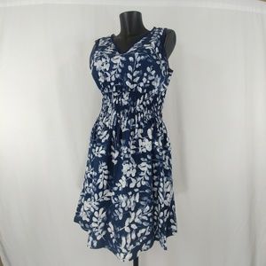 Simply Vera Wang Blue Floral Summer Dress Sz L